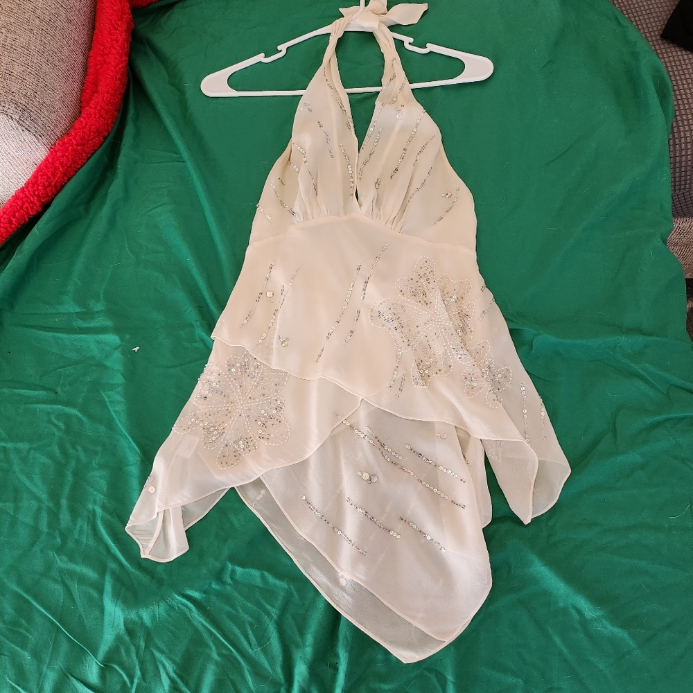 White halter top w sequence.